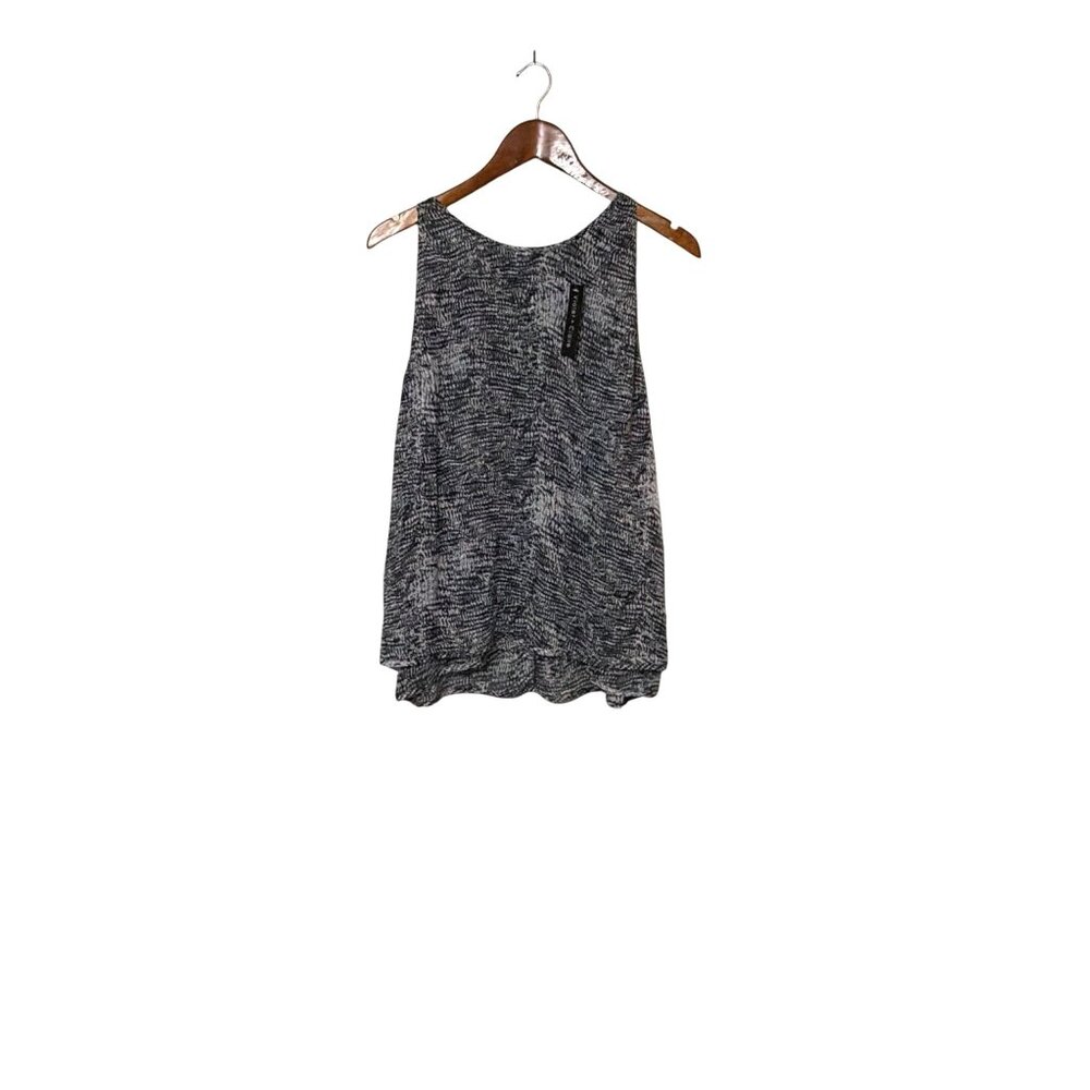 Vicci + Claire Womens Black & White Sleeveless Chiffon Tank Top XL